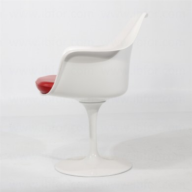 TULIP armchair in white FIBERGLASS with cushion in fabric