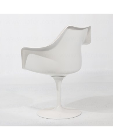 TULIP-Sessel aus weißem FIBERGLASS mit Kissen aus Stoff, Leder