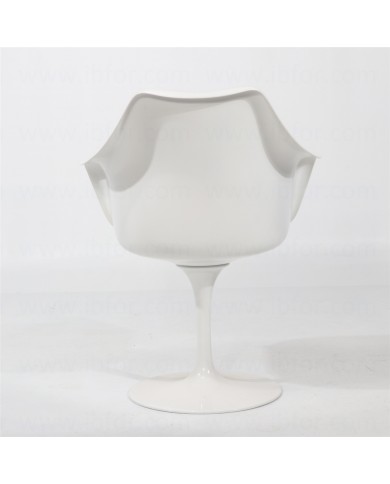 TULIP armchair in white FIBERGLASS with cushion in fabric