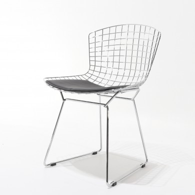 BERTOIA chair with cushion in fabric or leather in various