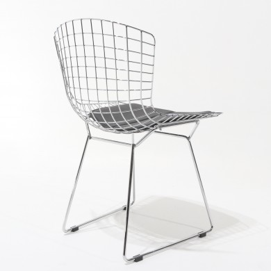 BERTOIA chair with cushion in fabric or leather in various