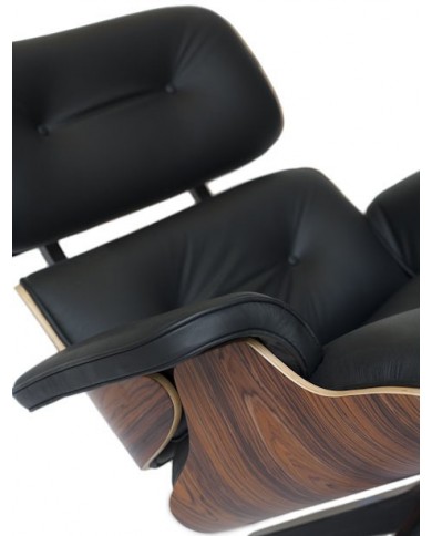 LOUNGE armchair with leather pouf in various colours