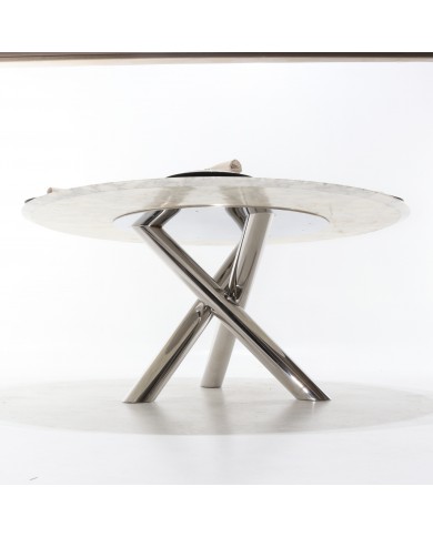Runder X-TABLE-Tisch aus Carrara-Marmor in verschiedenen Größen