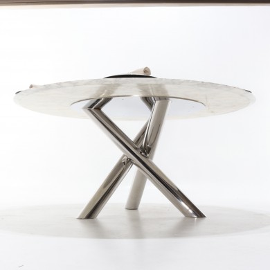 Round X-TABLE table in Carrara marble various sizes
