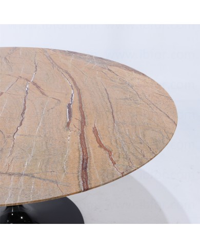 TULIP Tisch mit runder/ovaler Platte aus Forest Gold Marmor