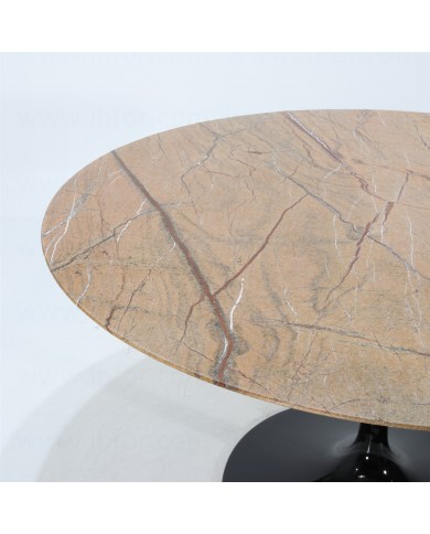 TULIP Tisch mit runder/ovaler Platte aus Forest Gold Marmor