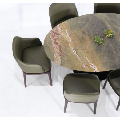 TULIP FOREST GREEN round or oval table in various sizes