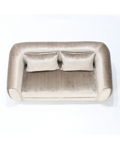 OVAL sofa in fabric, leather or velvet in various colours