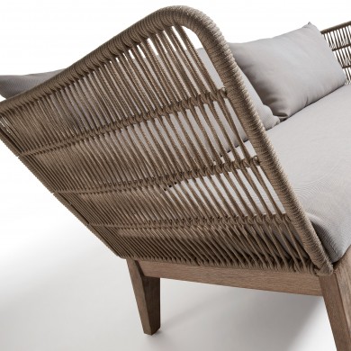 BELLANDO 3-seater sofa in acacia wood and rope