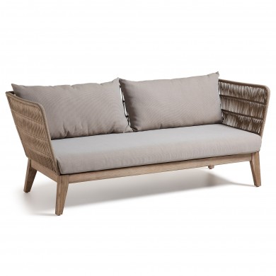 BELLANDO 3-seater sofa in acacia wood and rope