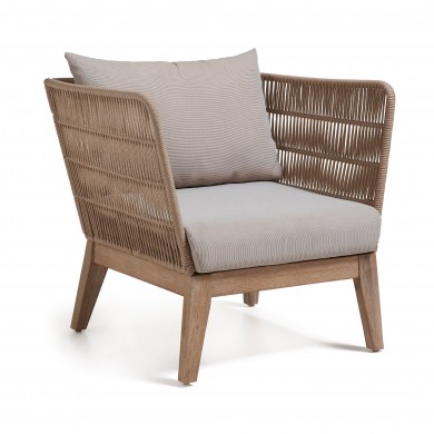 BELLANDO armchair in acacia wood and rope