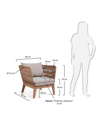 BELLANDO Sessel aus Akazienholz und Seil