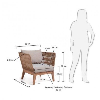 BELLANDO Sessel aus Akazienholz und Seil