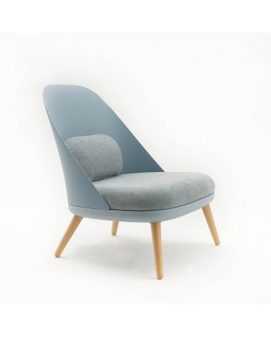 SIBYL armchair with polypropylene shell and fabric cushion