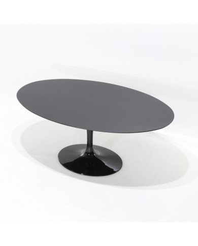 TULIP round/oval black liquid laminate table in various sizes