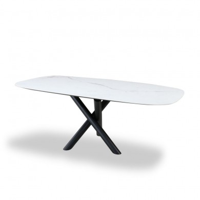 X-TABLE Tisch mit tonnenförmiger Keramikplatte in verschiedenen