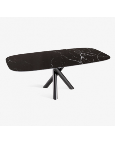 X-TABLE Tisch mit tonnenförmiger Keramikplatte in verschiedenen