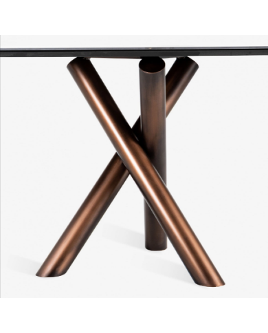 Table X-TABLE avec plateau en céramique en forme de tonneau en