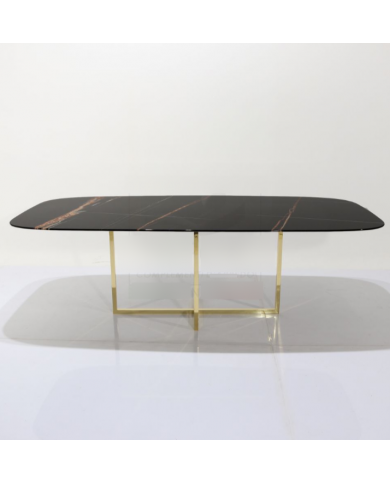 AVA-Tisch mit tonnenförmiger Nero-Guinea-Marmorplatte in
