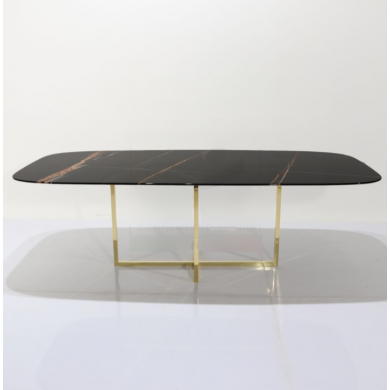 AVA table with barrel-shaped Nero Guinea marble top in various