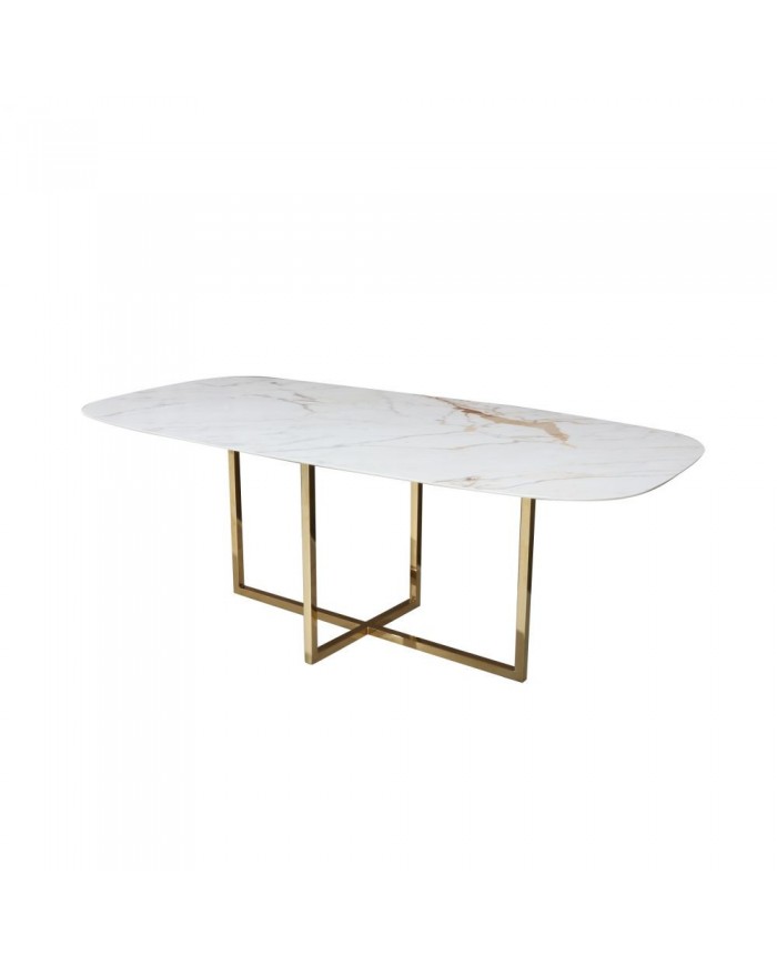 AVA table with barrel-shaped top in ceramic, various sizes and