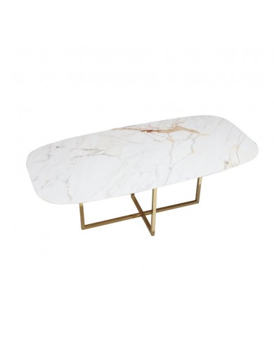 Table AVA avec plateau en forme de tonneau en céramique