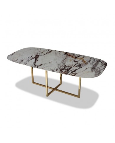 Table AVA avec plateau en forme de tonneau en céramique