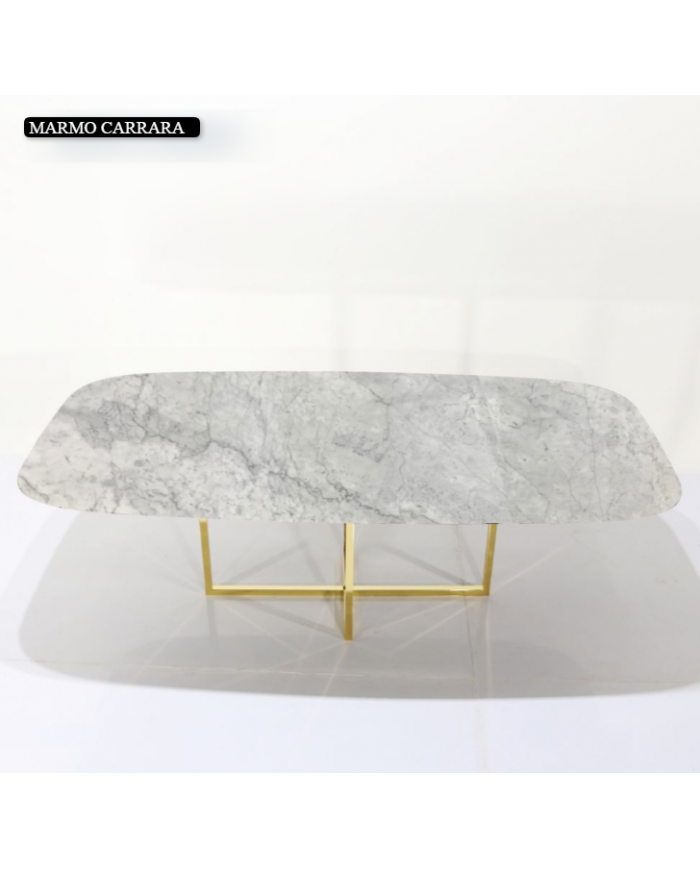AVA barrel-shaped table in Carrara marble, various sizes