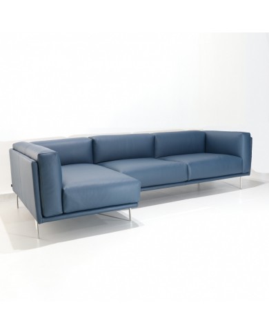 MANHATTAN sofa with peninsula in fabric, leather or velvet in