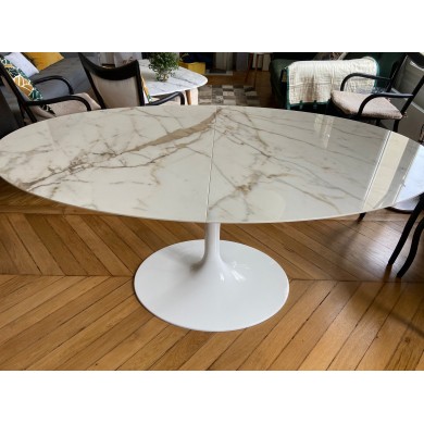 Table extensible TULIP, plateau rond/ovale en céramique