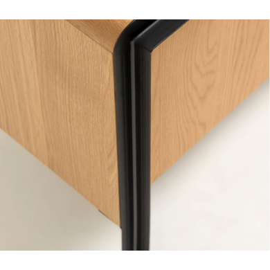 MYSTICA TV stand in oak veneer with black profile