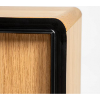 MYSTICA TV stand in oak veneer with black profile