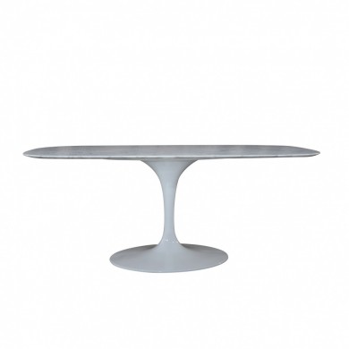 Table TULIP avec plateau tonneau en marbre de Carrare