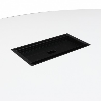 ANDROMEDA office table in liquid laminate with central socket