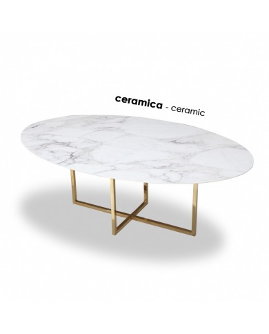 Table AVA avec plateau ovale en céramique de différentes