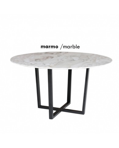 Table AVA avec plateau rond en marbre Calacatta Oro