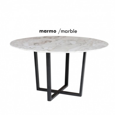 AVA table with round top in Calacatta Oro marble, various sizes