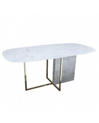 Tonnenförmiger Tisch MINERVA aus Carrara-Marmor, verschiedene