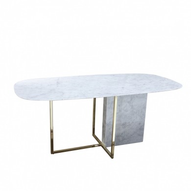 MINERVA barrel-shaped table in Carrara marble, various sizes