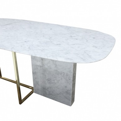 MINERVA barrel-shaped table in Carrara marble, various sizes
