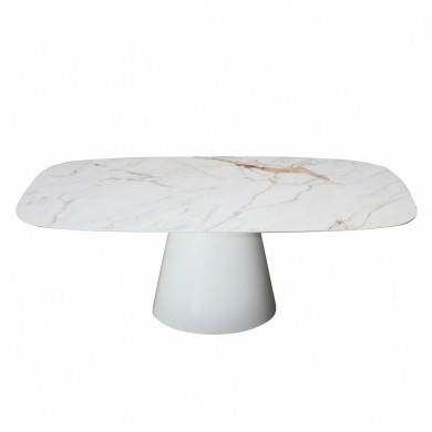 ANDROMEDA-Tisch, KERAMIKplatte mit tonnenförmigem Marmoreffekt