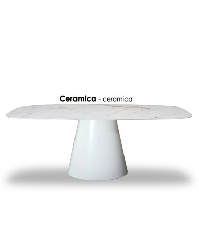 Tavolo ANDROMEDA piano in CERAMICA effetto marmo a botte + 6