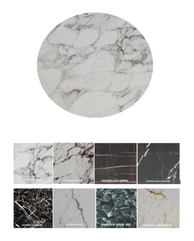 ROUND top in marble effect ceramic, various sizes and finishes