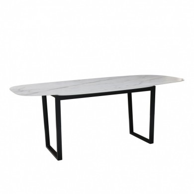 Table ARTE avec plateau en forme de tonneau en céramique
