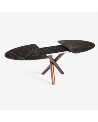 Tavolo X-TABLE allungabile con piano in ceramica effetto marmo
