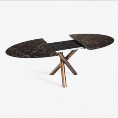 Extendable X-TABLE table with marble effect ceramic top in