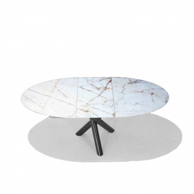 Extendable X-TABLE table with marble effect ceramic top in
