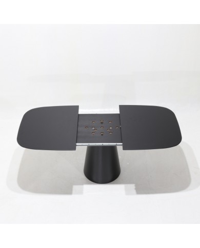 ANDROMEDA extendable barrel-shaped table in liquid laminate