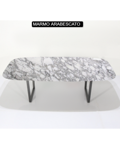 ARTE-Tisch mit tonnenförmiger Platte aus Marmor, verschiedene