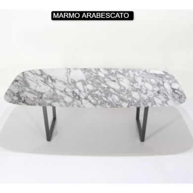 ARTE table with barrel-shaped top in marble, various sizes and